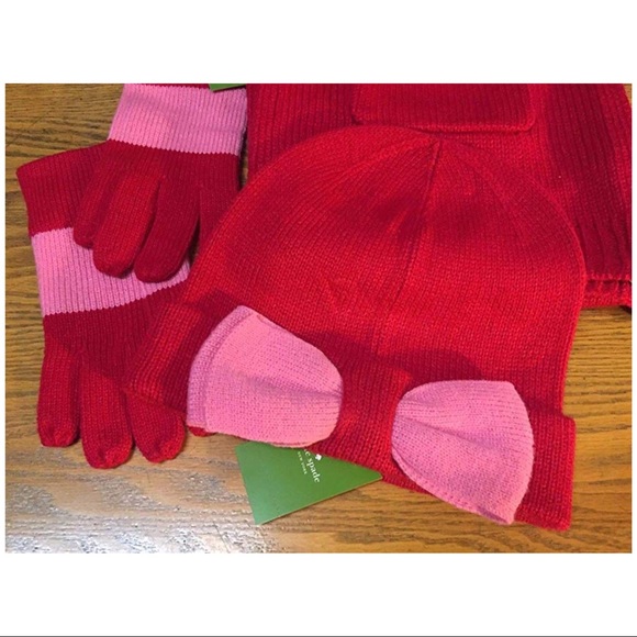 Kate Spade Beanie w/Color block & Bow - Picture 5 of 6